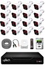 Uptech 16 Kameralı Güvenlik Kamera Seti 2MP 1080P Full HD 6 Atom LED Gece Görüşlü 250GB HDD 5525
