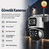 Hzl Store Cmr-61 6 MP Çift Lensli WiFi  Gece Görüşlü Hareket Takipli Akıllı Güvenlik Kamerası Gri