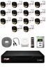 Fury 14 Kameralı Güvenlik Kamera Seti 4 Warm LED Gece Renkli Görüş 500 GB HDD