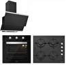 Silverline Siyah Cam Ankastre Set (3420 - CS5335B01 - BO6503B01)