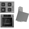 Ferre Steamart Fryart Silentart Serisi Gri Ankastre Set (SC408-WFA - QEP64CPR - D079-SA) - Döküm Izgara - 65 CM Ocak