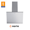 Narte H20060W 60 CM Beyaz Cam Inox Çıtalı Eğimli Davlumbaz