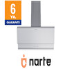 Narte H10060W 60 CM Beyaz Cam Inox Çıtalı Çift Camlı Eğimli Davlumbaz