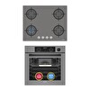 Simfer 11 Fonksiyon Steam Master Gri 2'li Ankastre Set (8246 - 3656-N)
