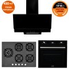 Eminçelik Ve AFM Tech Markalı Luxo 5 Gözlü 1 Wok Siyah Ankastre Set (22 385 - FM7700 - FM3250)