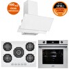 Eminçelik Ve AFM Tech Markalı 5 Gözlü 1 Wok Beyaz Ankastre Set (22 386 - FM7701 - FM3301)