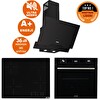 Ferre Ve AFM Tech Markalı Sessiz Duo Elektrikli Vitro Siyah Dijital Ankastre Set (D063-SA - V6-04 - FM7700)