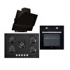 Luxell Siyah Cam Ankastre Set (B66-SF2 DDT Dokunmatik Dijital Fırın+ LX-50 OADF Ocak + DA6-835 Davlumbaz)