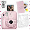 Fujifilm Instax Mini 12 Pembe Fotoğraf Makinesi 20'li Film Laporta Albüm ve Şeffaf Kılıf Seti