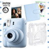 Fujifilm Instax Mini 12 Mavi Fotoğraf Makinesi 10'lu Film Kare Albüm ve Şeffaf Kılıf Seti