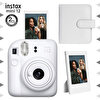 Fujifilm Instax Mini 12 Beyaz Fotoğraf Makinesi Çerçeve ve 64'lü Kare Albüm Seti