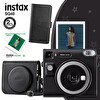 Fujifilm Instax SQ40 Siyah Fotoğraf Makinesi 10'lu Kare Film Deri Kılıf ve Siyah Albüm