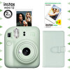 Resim Fujifilm Instax Mini 12 Yeşil Şipşak Fotoğraf Makinesi-20'li Film ve Laporta Albüm Seti 