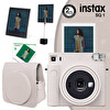 Fujifilm Instax SQ1 Beyaz Fotoğraf Makinesi 10'lu Kare Film Deri Kılıf Pleksi Çerçeve ve Kıskaçlı Stand