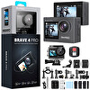 Akaso Brave 4 Pro Dual Screens 4K 30Fps Wi-Fi Aksiyon Kamera ve Aksesuar Seti