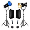 GDX Exc-180RGB-II Rgb Led Video Işığı 2'li Full Set (Gridli 60x90 Softbox ve 260 CM Kalın Işık Ayağı)