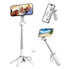 Juo JST30 Magsafe Manyetik Kumandalı Tripod Monopod Selfie Çubuğu Android iPhone Uyumlu Beyaz