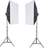 Rabsev 2'li Softbox Aydınlatma Seti 50x70 CM 2 Metre Beyaz Işık Ayağı - Fotoğraf Video YouTube Canlı Yayın