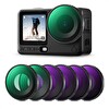 K&F Concept DJI Action 6 uyumlu Siyah Difüzyon 1-4 Filtre Seti CPL -ND8-ND16-ND32-ND64