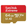 Sandisk Extreme 64 GB 170 - 80 MB/s MicroSDXC A2 V30 4K Aksiyon Kamera Ve Drone Hafıza Kartı SDSQXAH-064G-GN6MN