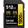Lexar Professional LSD1800512G 512 GB 1800X 280MB/s 4K V60 SD Hafıza Kartı