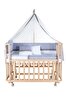 Baby Tech 60x120 CM Modern Anne Yanı Naturel Tekerlekli Beşik + Gri Yıldızlı Uyku Seti