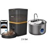 Haustier QQ005 Akıllı Mama Kabı ve WF009LS-M 2'li Set Siyah Paslanmaz Çelik