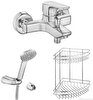 ECA Niobe Banyo Bataryası - ECA Spil Duş Takımı - 2'li Metal Köşe Raf (482+336)