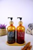 DigitHome 2’li Ahşap Standlı Cam Sıvı Sabun ve Bulaşık Deterjanı Şişesi Sabunluk Amber 500 ML - D/11 C1-1-289