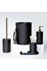 By Selim Neptune Siyah 5 Parça Polyester Banyo Seti