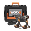 Worx WX925 20V/2.0Ah Li-ion Çift Akülü Kömürsüz Profesyonel Darbeli Matkap ve WX265 Kömürsüz Darbeli Tornavida Set