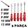 Evimdeyokyok Lokma Anahtar Ve 6 - 7 - 8 - 10 - 13MM Tornavida Seti Metal Altıgen - 5 Adet