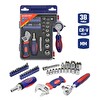Workpro WP200555 1/4" 1/2" 38 Parça CR-V Lokma ve Topaç Cırcır Araç Tamir Seti