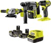 Ryobi RCK183D-242S Akülü Kömürsüz 3'lü Set Vidalama - Kırıcı Delici - Taşlama - 1x4.0Ah - 1x2.0Ah