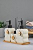Cooker 3'lü 300 ML Seramik Bambu Standlı Banyo Seti CKR3883
