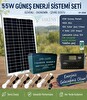 Yakens Enerji 55W Hazır Solar Paketi Güneş Paneli Enerji Sistemi 4 Led Ampul - Taşınabilir Telefon Şarjlı Aydınlatma Paketi