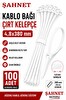 Şahnet 4.8x380 Kablo Bağı Kablo Toplama Klipsi Beyaz Çırt Kelepçe