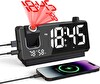 Valkyrie Projeksiyonlu Dijital Alarm Saat Dahili Bataryalı LED Ekranlı USB Şarj Çıkışlı