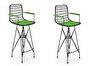 Kenzlife Zengin Kolçaklı Siyah Yeşil Kafes Tel Bar Sandalyesi 2 Adet