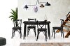 Sweet Home Silva 70x120 CM Açılır Siyah Mermer Masa - 4 Adet Çapraz Sandalye Takımı