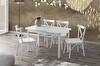 Sweet Home Silvar Açılır Beyaz Masa - 6 Adet Çapraz Plastik Sırt Sandalye Takımı