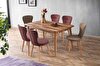 Sweet Home Açılır Tropik Ceviz Salon Masası Takımı - 6 Adet Loren Nubuk Sandalye