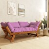 Woodesk Adalar CPT8162-210 Masif Tik Pembe 2'li Kanepe