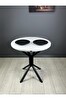 Hey Modüler Mobilya Nisa Beyaz Yuvarlak Mutfak Yemek Balkon Masası Metal Siyah Ayak 70 CM