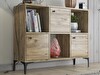 Wood'n Love Orbit 3 Kapaklı Metal Ayaklı Çok Amaçlı Dolap Konsol - Atlantik Çam - Siyah