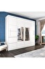 Yılwood Dört Kapaklı Aynalı Beyaz Sürgülü Gardırop 280x23O CM