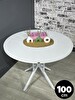 Hey Modüler Mobilya Sedef Beyaz Yuvarlak Masa Metal Beyaz Ayak 100 CM