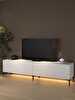 Wood'n Love Napoli 200 CM Led Işıklı Geniş Dolaplı Minifiksli TV Ünitesi Beyaz