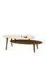 Bengi Ticaret 18528 OSM Elips Model Parlak Ceviz Krem Klasik Retro Kayın Ayak El Yapım Orta Sehpa
