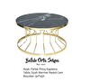 Bengi Ticaret Brc 14051 Bufalo Siyah Mermer Temper Cam Metal Gold Renk Kaplama El Yapım Orta Sehpa